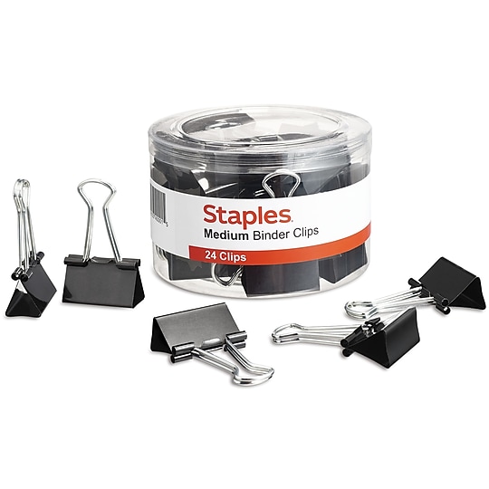Staples Binder Clips, Medium Size, 0.63" Capacity, Black, 24 Pack – Strong Hold Clips for Paper Bundles & Office Use~#|#~62B5B13B-88C6-4519-82FF776C4B032D2A_sc7