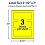 Avery Rectangle Laser/Inkjet Multipurpose Labels, 2.5" x 7", Neon Yellow (240/Box)~#|#~62C3CF7A-F14F-4490-AF8D15B65902C45B_sc7
