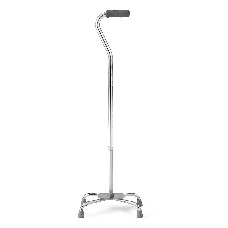 Medline Quad Base Cane, Large, Silver (MDS86228CHR) image 1