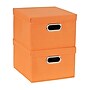 Household Essentials Medium Stackable Folding Fabric Storage Bin, 8" x 13"x 15", 27.01 Qt., Orange, 2/Pack (702-1)~#|#~62D0CD99-ACFF-49F5-BCBF01F6115F6B5B_sc7
