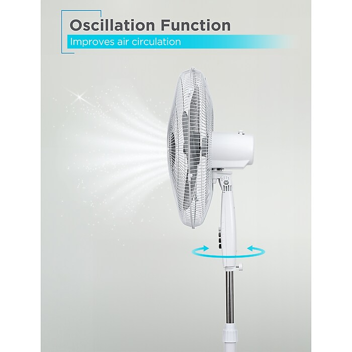 Black & Decker 18” Oscillating Pedestal Fan, 3-Speed, White