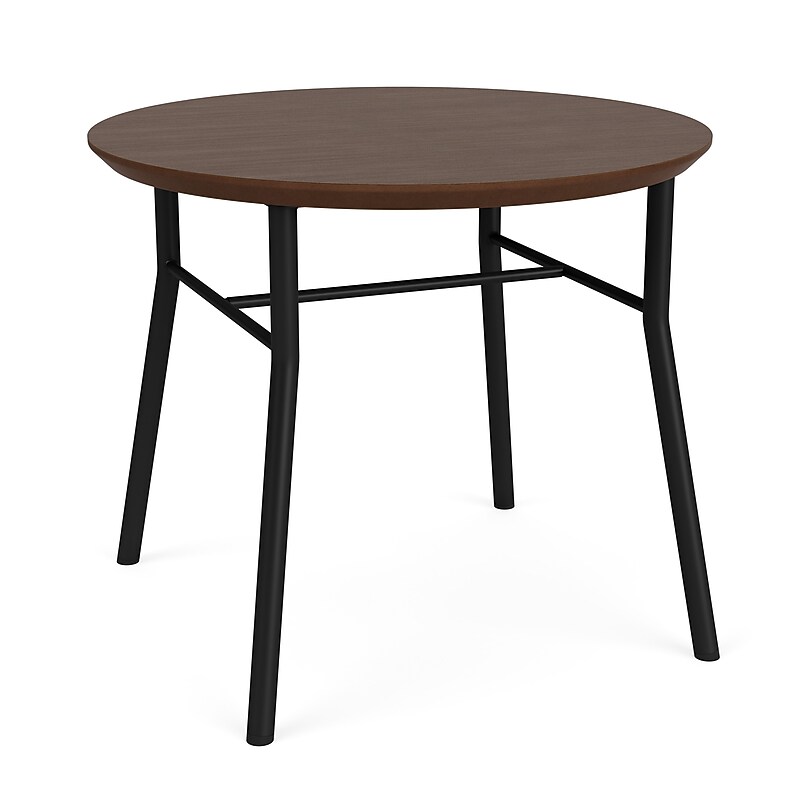 Lesro Chat 24" Dia Laminate Round End Table, Riftwood Walnut/Black (CX0524.SBK.TRW) image 1