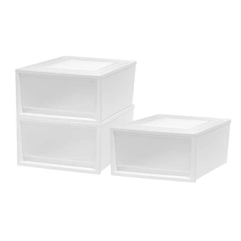 Iris Stackable Storage Drawer, White, 3/Pack (591056) image 1