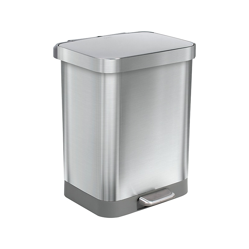 GLAD Stainless Steel Step Trash Can, 13-Gallon, Stainless Steel (GLD-74525) image 1