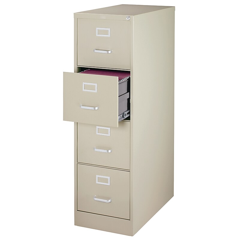 Staples Commercial 4-Drawer Vertical File Cabinet, Locking, Letter, Putty/Beige, 25"D (25162D) image 1