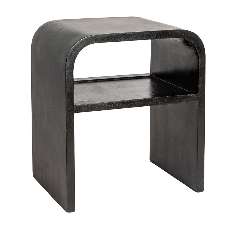 Storied Home Modern Waterfall Edge Mango Wood End Table, Black (EC1719) image 1