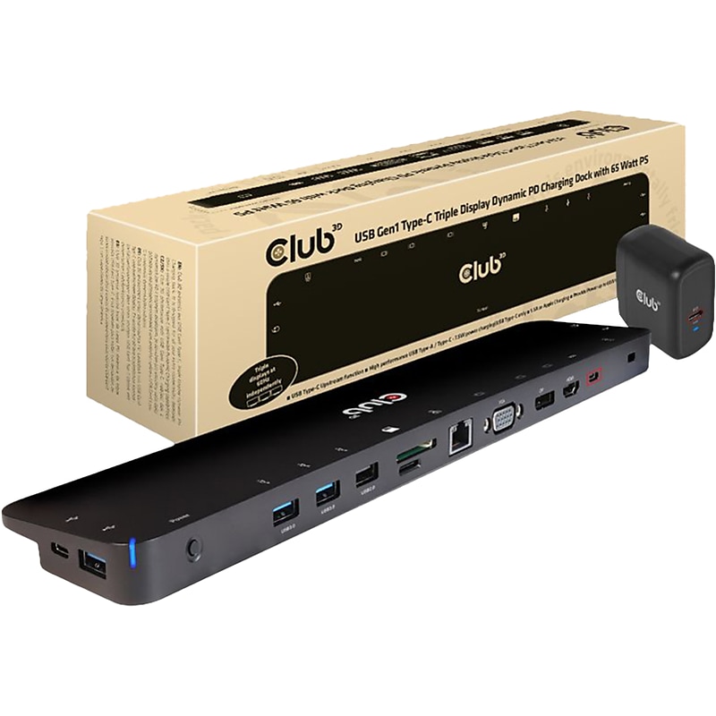 Club 3D Triple Display Charging Docking Station with 65W Power Supply (CSV-1564W65) image 1
