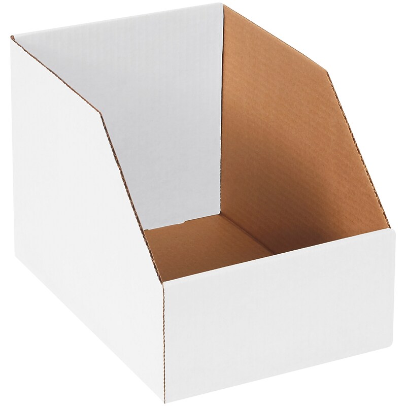 Staples® Jumbo Open Top Bin Boxes, 8" x 12" x 8", White, 25/Bundle image 1