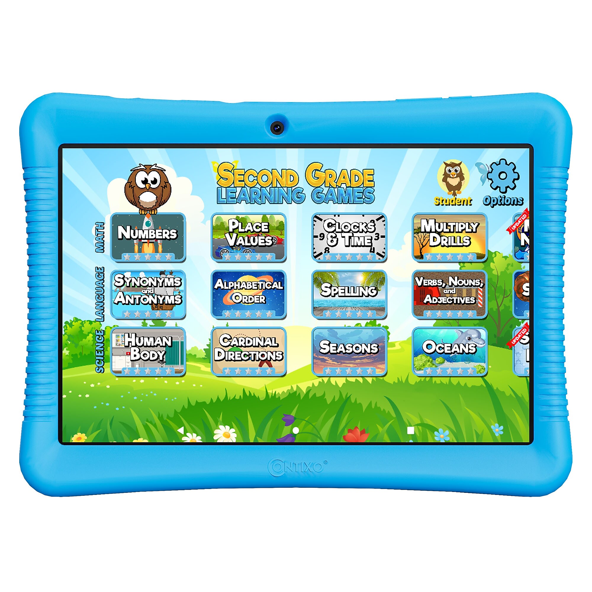 Contixo K102 10” Tablet, QuadCore Cortex-A100, WiFi, 32GB, Android 13, Stylus, Kid Proof Case, Blue (K102-32GBLUEDIS) Sansujyuku sansujyuku.com