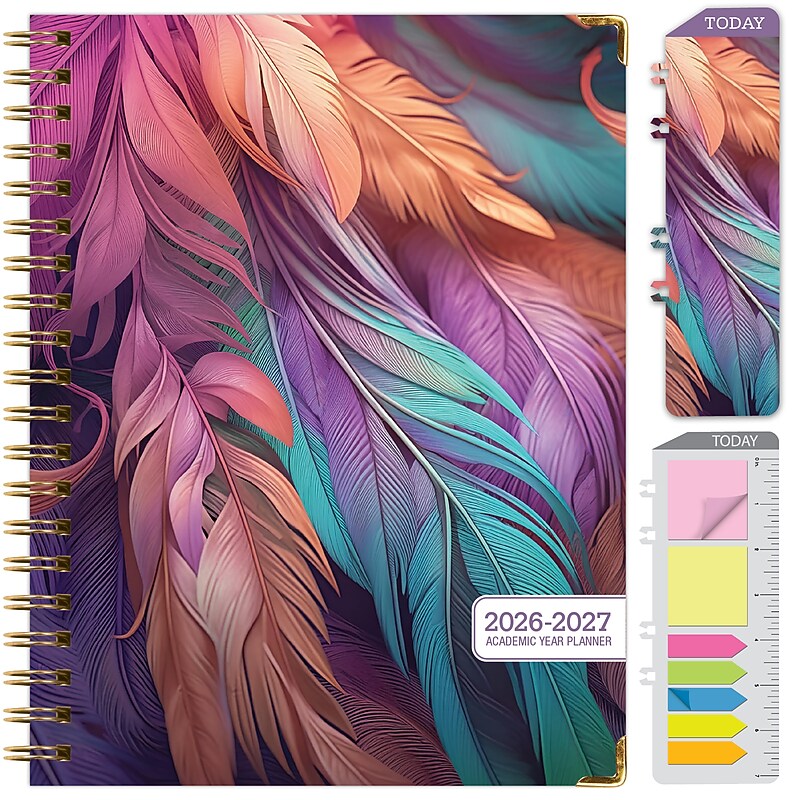 2026-2027 Excello Brands 8.5" x 11" Academic Weekly & Monthly Planner, Paperboard Cover, Pastel Peacock (FSHN-AY26-8511-61) image 1