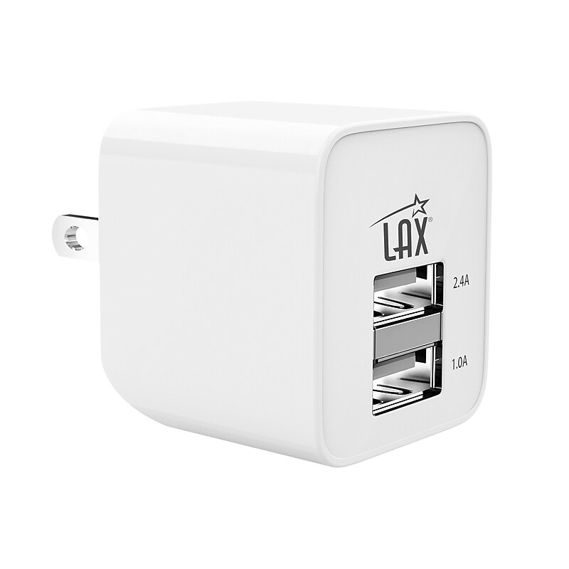 LAX Gadgets USB-A/USB-C Wall Charger, 12W, White (WLL2PWHT) image 1
