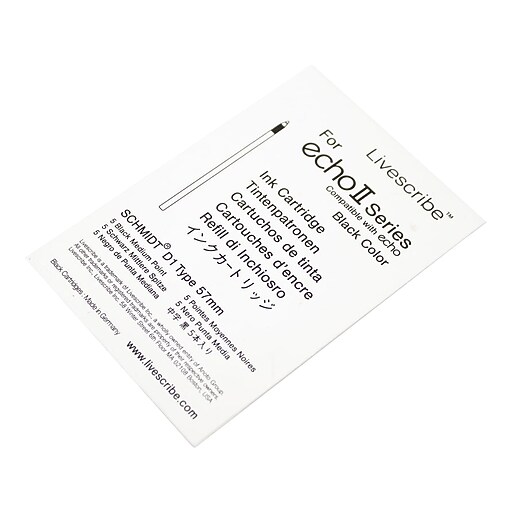 Livescribe Echo Smart Pen Refill, Medium Point, Black Ink, 5/Pack (ARA