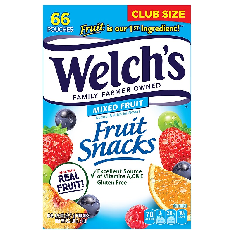 Welch's Gluten Free Mixed Fruit Snacks Gummies, 0.8 oz., 66/Box (PIM68868) image 1