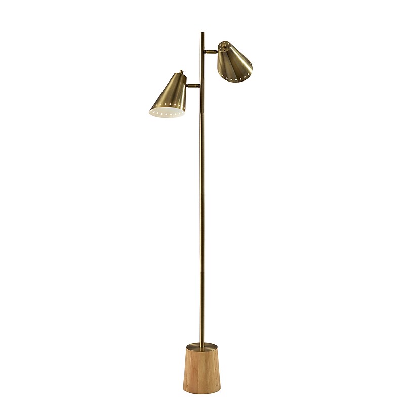 Adesso Josephine 60.5" Antique Brass Floor Lamp with Cone Shades (9411-21) image 1