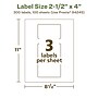 Avery EcoFriendly Laser/Inkjet Rectangle Multipurpose Labels, 2-1/2" x 4", White, 300/Box (94245)~#|#~6317BDD9-30F5-4668-BA94880AB4862828_sc7