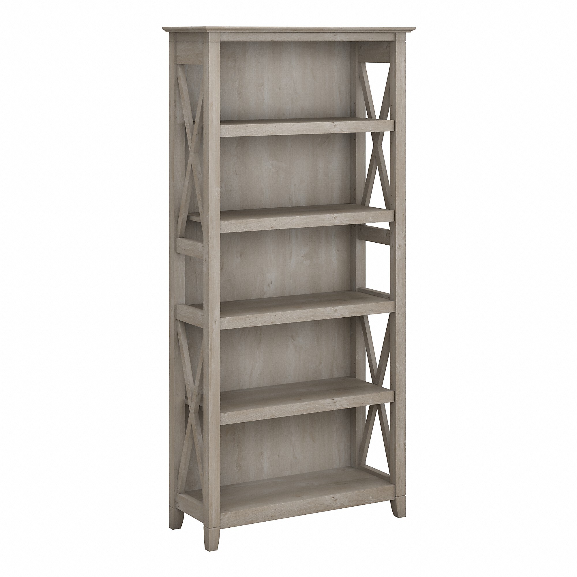 Bush Furniture 66″H 5-Shelf Bookcase with Adjustable Shelves, Washed Gray Laminate (KWB132WG-03) Sansujyuku sansujyuku.com