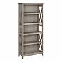 Bush Furniture 66"H 5-Shelf Bookcase with Adjustable Shelves, Washed Gray Laminate (KWB132WG-03)~#|#~631832C7-BC23-4D18-83CC77BB766530FF_sc7
