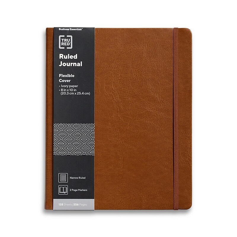 TRU RED™ 8” x 10” Large Flexible Cover Narrow Ruled Journal, Cognac (TR61953) image 1