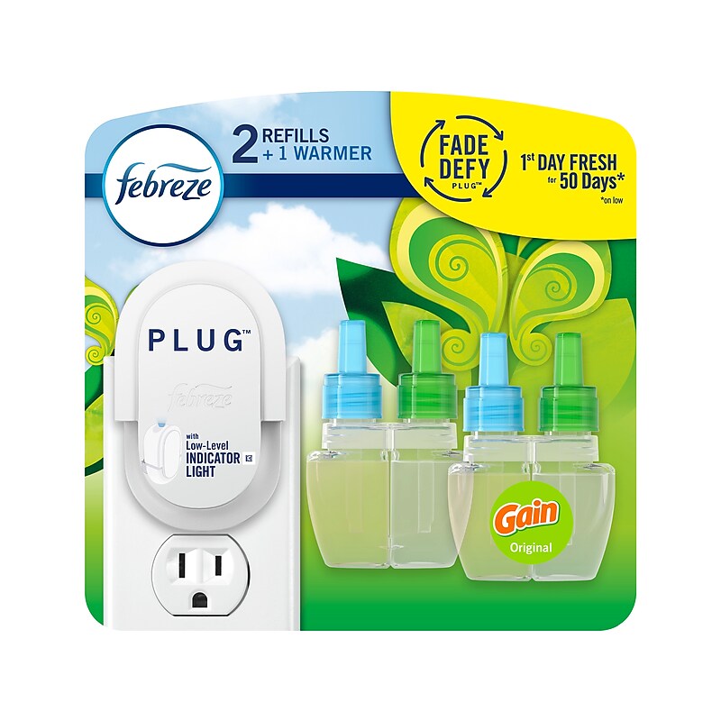 Febreze Fade Defy PLUG Air Freshener with 2 Oil Refills, Gain Original Scent, 0.87 Fl. Oz. (4166) image 1