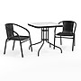 Flash Furniture Lila 28'' Square Table with 2 Rattan Stack Chairs, Black (TLH073SQ037BK2)~#|#~63247861-B054-4A27-A6F30AF1713E62EC_sc7