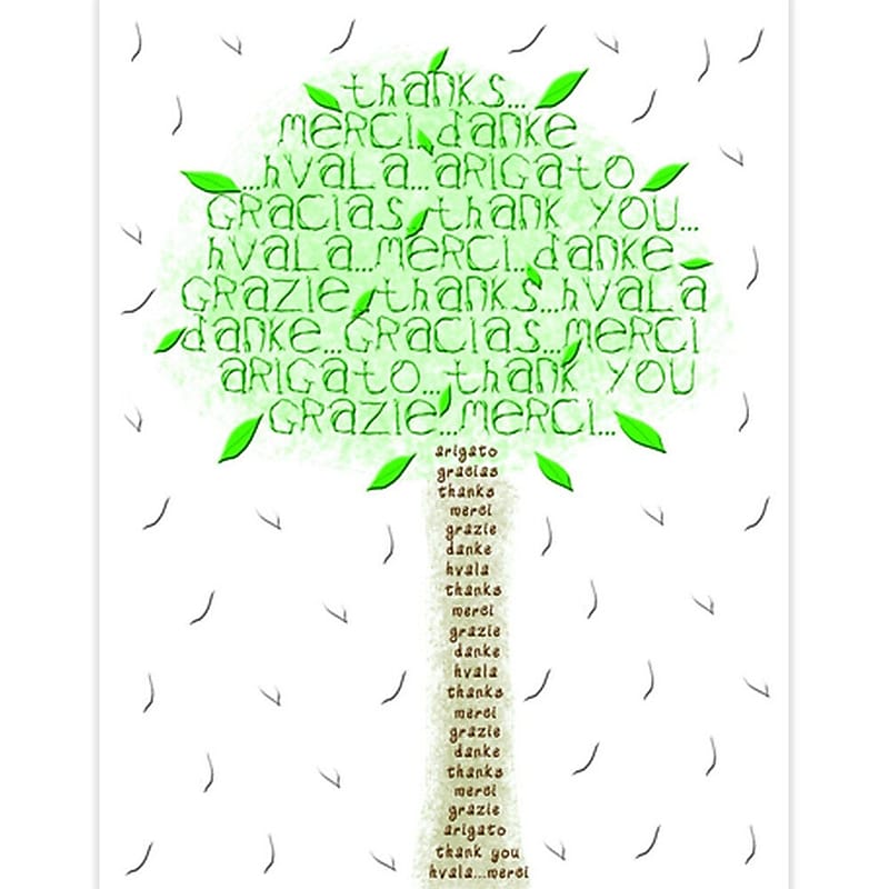 JAM PAPER Go Green Thank You Card Sets, Typographic, 16 Cards with Envelopes (52612905910A) image 1