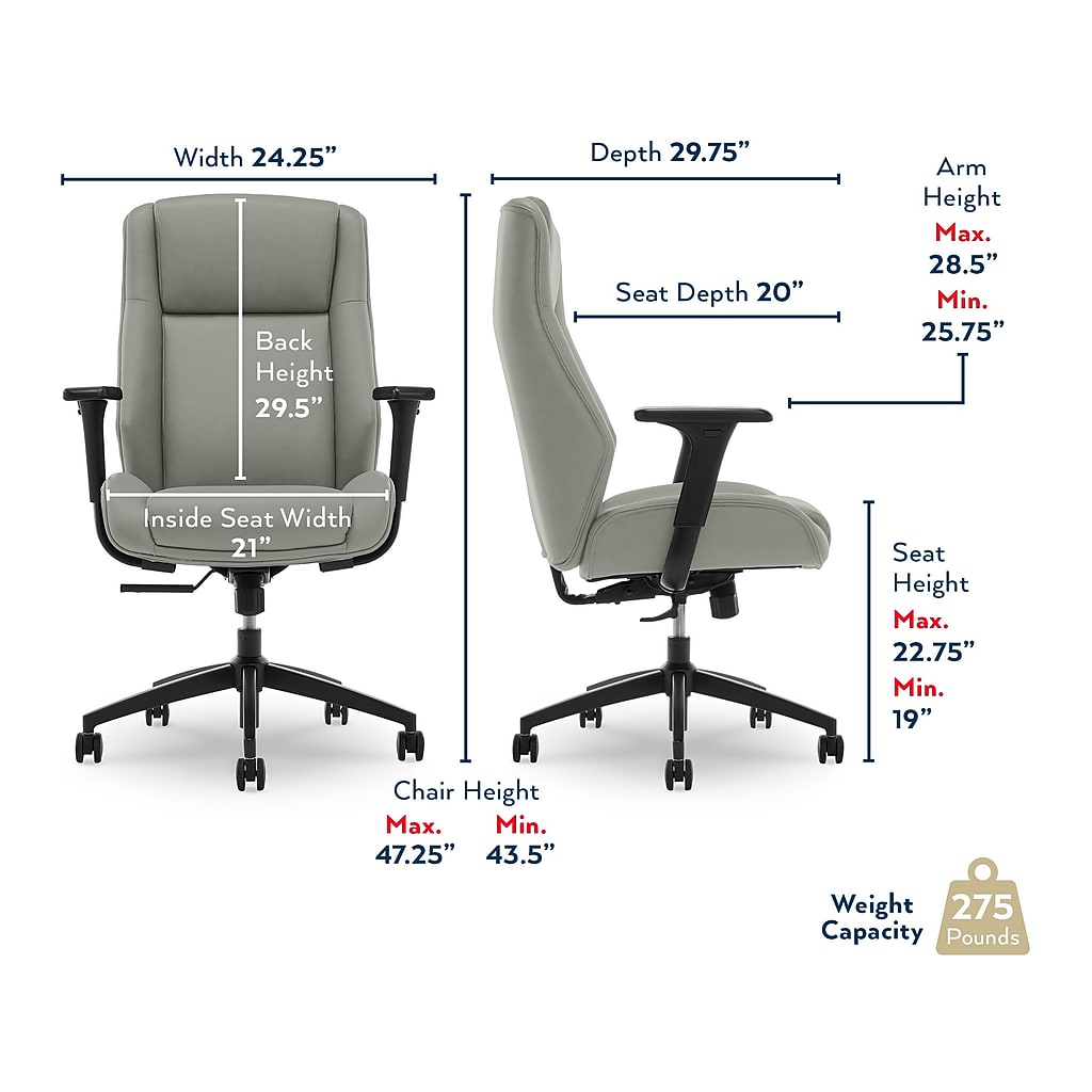 Dimensions diagram with chair measurements