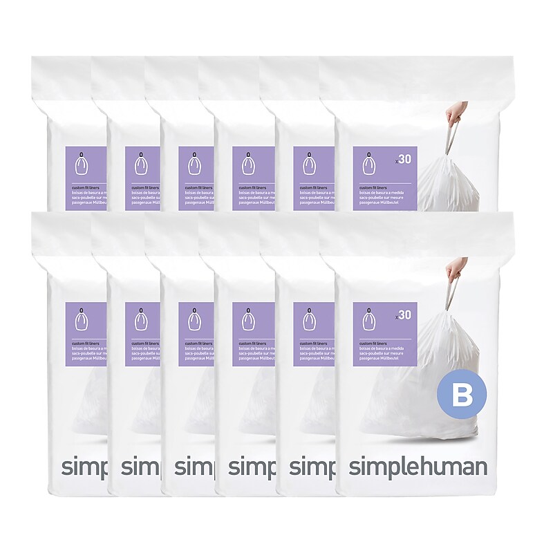 simplehuman 1.6 Gallon Trash Bag, Low Density, 1.2 mil, White, 360 Bags/Box (CW0251) image 1