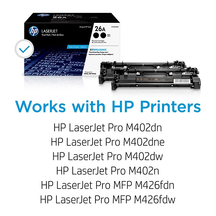 HP 26A Black Standard Yield Toner Cartridge, 2/Pack (CF226AD