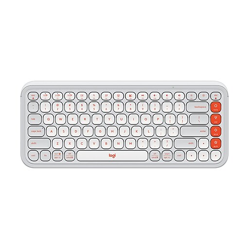 Logitech POP Icon Keys Wireless Keyboard, Off White/Orange