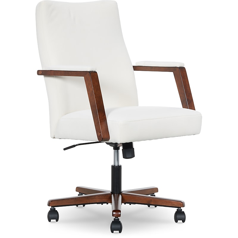 Finch NEO ONE Ergonomic Velvet Fabric/Wood Swivel Executive Chair, Cream (52304-CRM) image 1