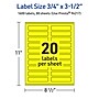 Avery Laser/Inkjet Rectangle Multipurpose Labels, 0.75" x 3.5", Neon Yellow, 1600/Box (94217)~#|#~633A7901-4A8B-421F-BC8FB7112212290F_sc7