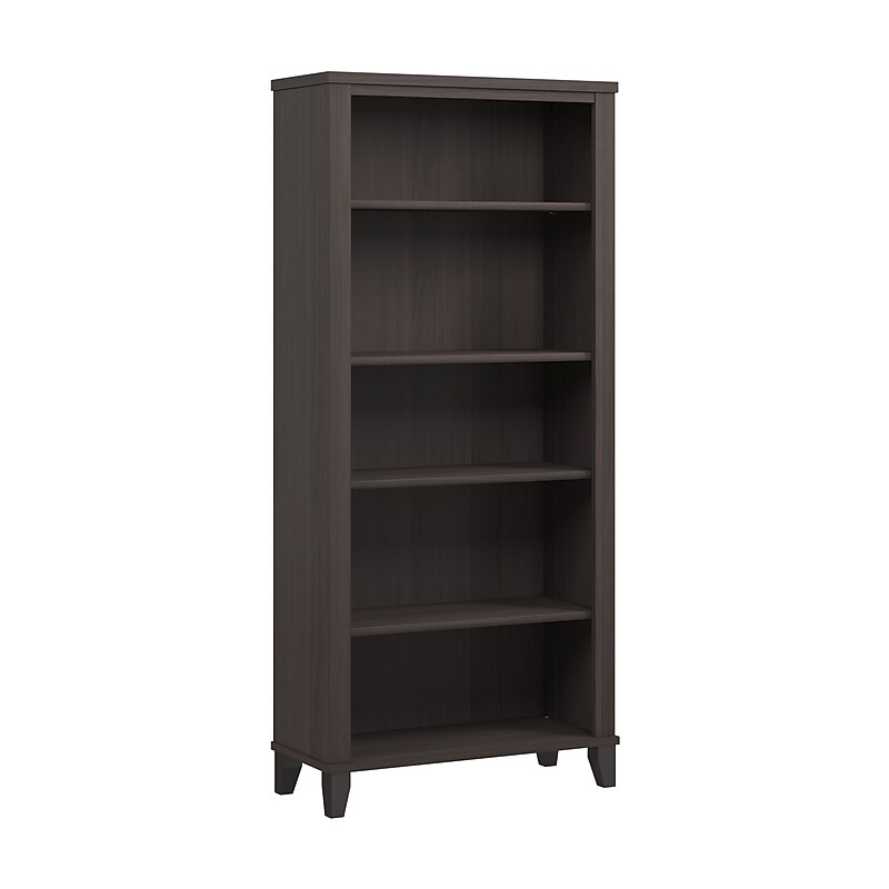Bush Furniture Somerset 65"H 5-Shelf Bookcase with Adjustable Shelves, Storm Gray Laminate (WC81565) image 1