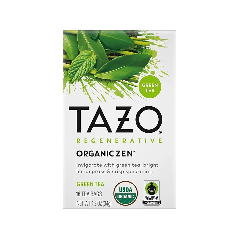 Tazo Zen Green Tea, Tea Bag, 1.2 Oz., 16/Box (10794522003096) image 1