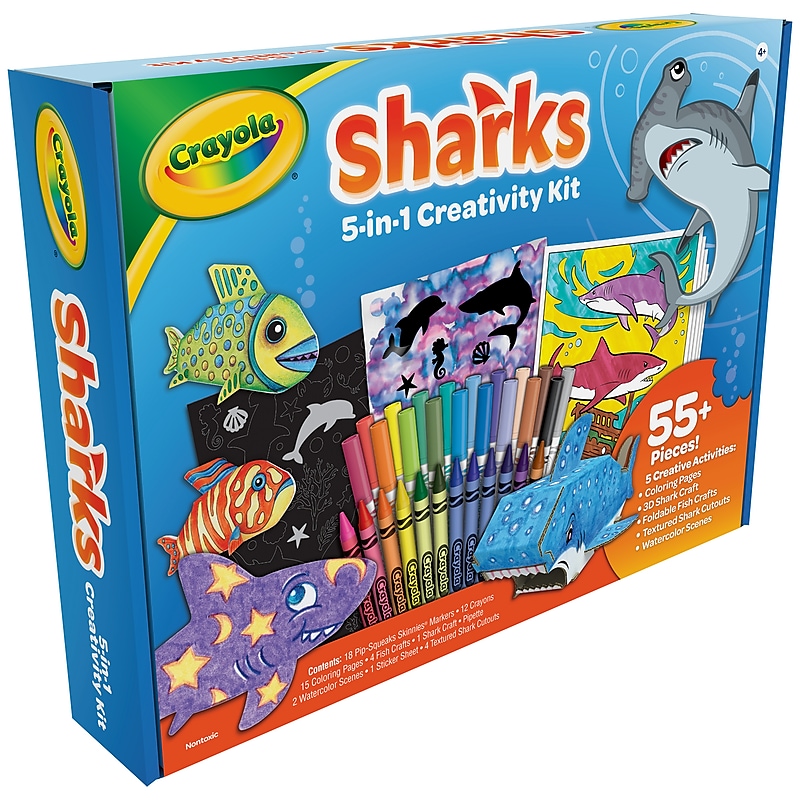 Crayola Sharks 5-in-1 Creativity Kit, 55/Set (BIN40760) image 1