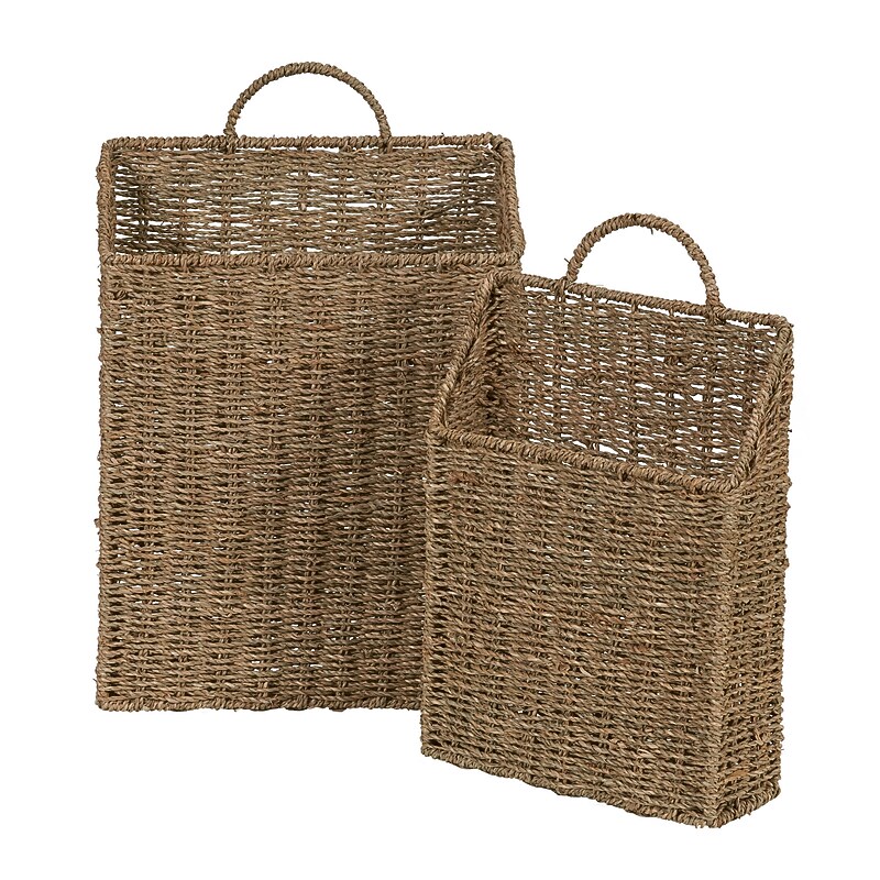 Household Essentials Rectangular Wicker Hanging Baskets, Natural, 2/Set (ML-5613) image 1