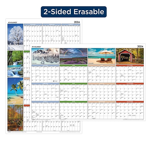 2024 ATAGLANCE Seasons in Bloom 36" x 24" Yearly WetErase Wall