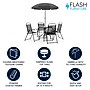Flash Furniture Nantucket Patio Garden Set with Umbrella Table and Folding Chairs, Black, 6/Set (GM202012BK)~#|#~636EDA10-4C9E-4A6F-A09D6939A9EB4821_sc7