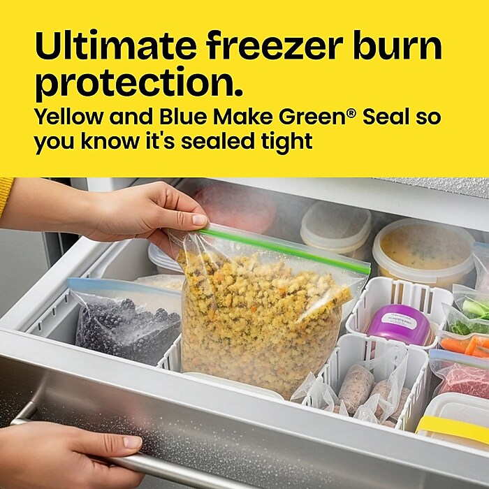 Glad Zipper Freezer Storage Bags, Quart, 20 Bags/Box (57035) | Staples