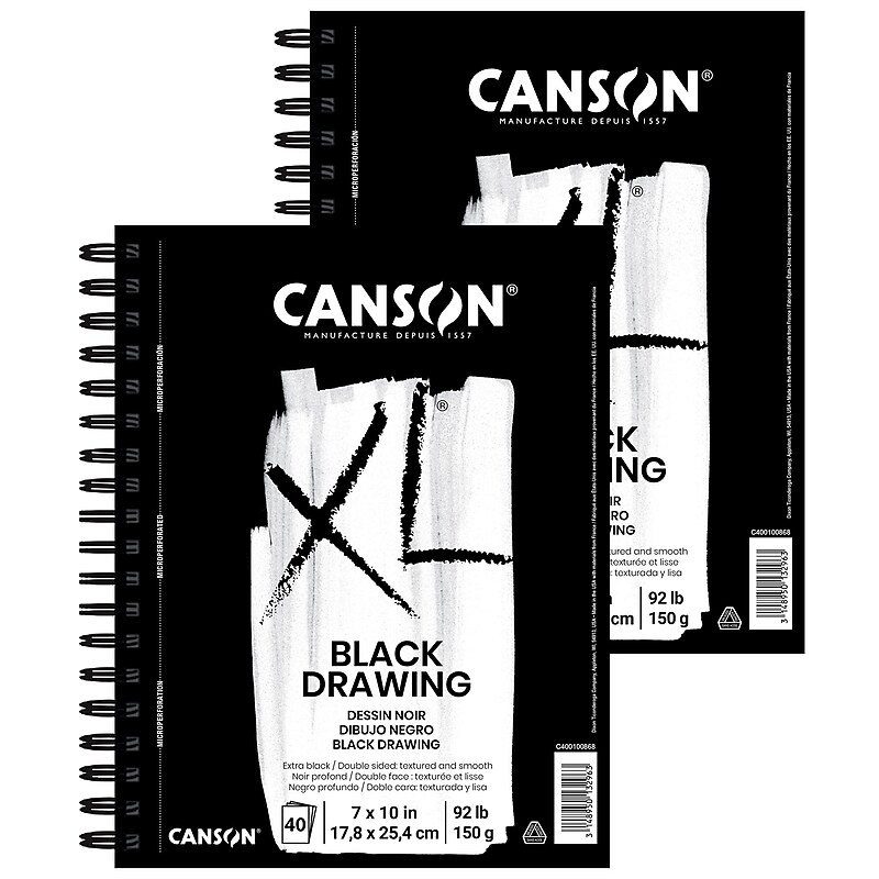 Canson XL Series 7" x 10" Wire Bound Drawing Sketch Pad, 10 Sheets/Pad, 2/Bundle (MCXC40010086806-2) image 1