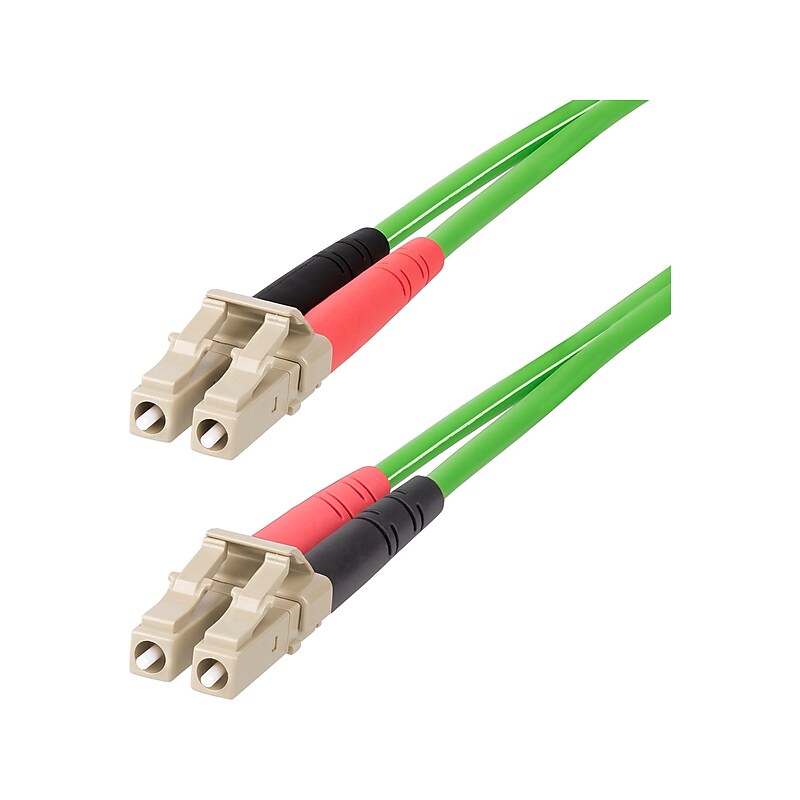 StarTech 15m (49.2ft) LC to LC (UPC) Duplex OM5 Multimode Fiber Optic Patch Cable, 50/125, Green (LCLCL-15M-OM5-FIBER) image 1