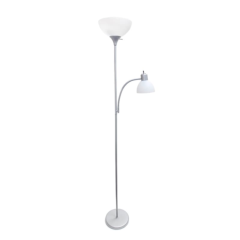 Creekwood Home Essentix 71.5" Silver Metal 2 Light Mother Daughter Floor Lamp with Round Shades (CWF-3000-SL) image 1