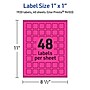 Avery Laser/Inkjet Square Multipurpose Labels, 1" x 1", Neon Magenta, 1920/Pack (94103)~#|#~63853CB0-C173-4A87-A370BF15C4FF185C_sc7