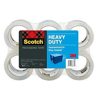 Scotch® Heavy-Duty Shipping Packing Tape, 1.88" x 54.6 yds., Clear, 6 Rolls (3850-6-ESF)