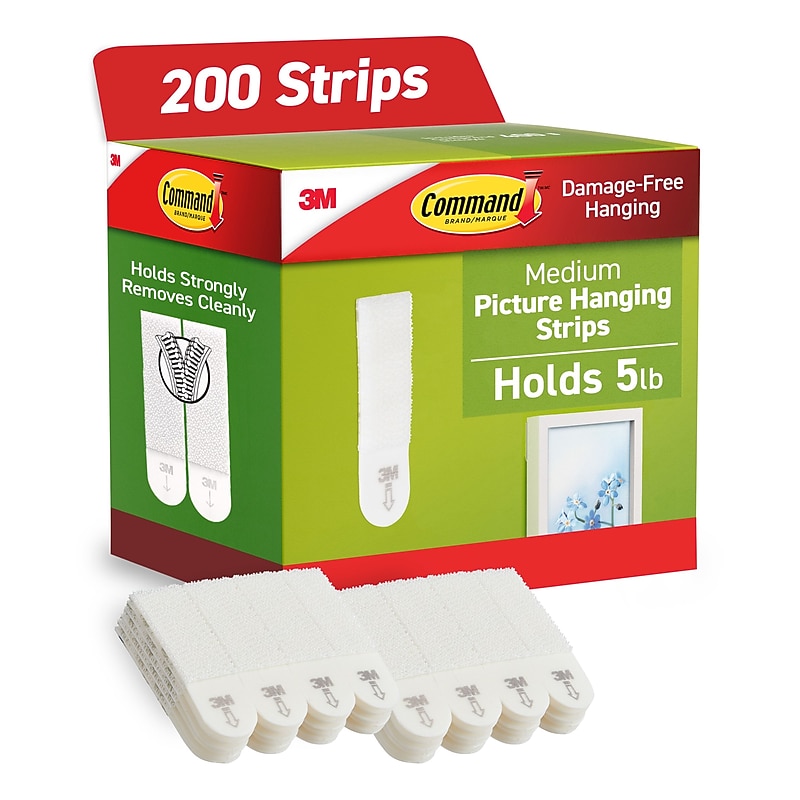 Command Medium Hanging Strip, White, 200 Command Strips/Pack (17201CABPK-NA) image 1