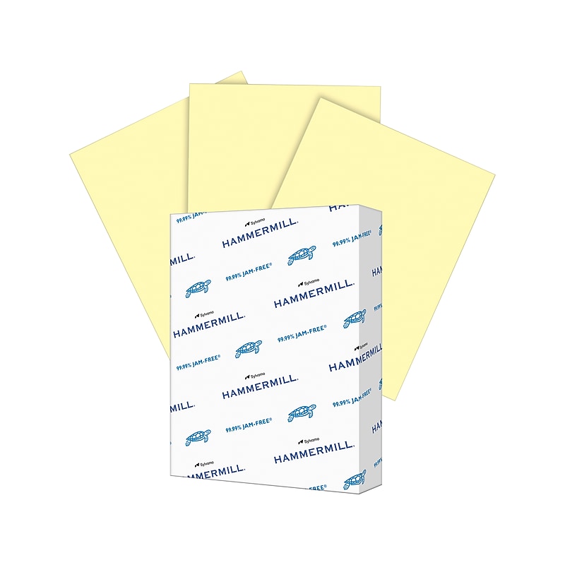 Hammermill 8.5" x 11" Multipurpose Paper, 65 lbs., Canary, 250 Sheets/Ream, 2 Reams/Pack (400530) image 1