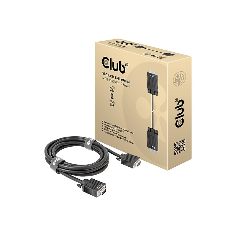 Club 3D 10' VGA Audio/Video Monitor Cable, Black (CAC-1703) image 1
