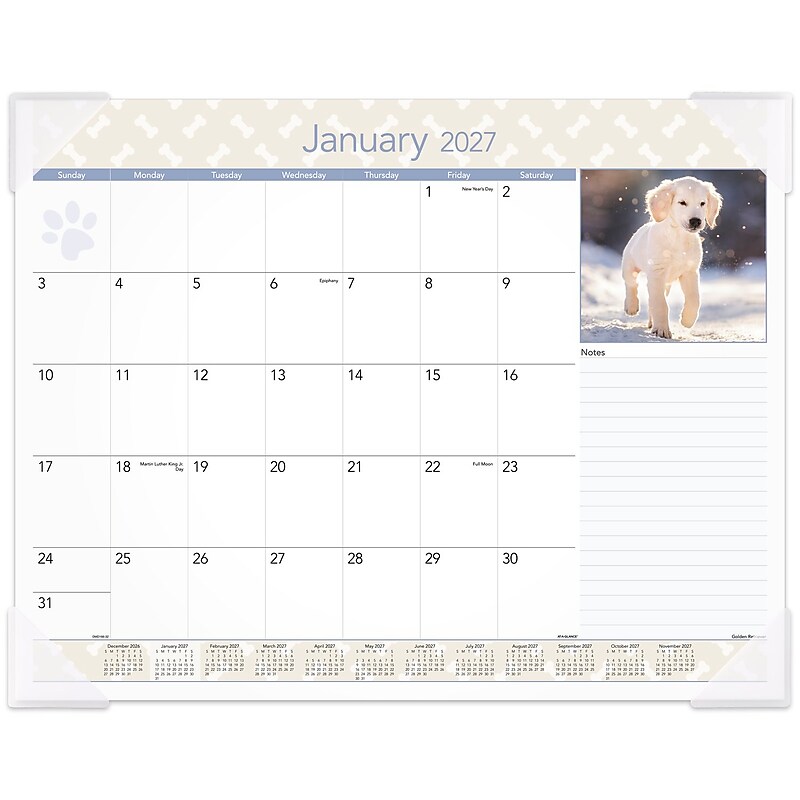 2027 AT-A-GLANCE Puppies 21.75" x 17" Monthly Desk Pad Calendar (DMD166-32-27) image 1