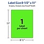 Avery Laser/Inkjet Multipurpose Rectangle Labels, 8.5" x 11", Neon Green, 10/Pack (94269)~#|#~63A3F494-B314-4E8C-86B6B8F7F8FE7DAF_sc7