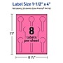 Avery Lollipop Laser/Inkjet Multipurpose Labels, 1.5" x 4", Bright Pink (160/Pack)~#|#~63A8964F-9D61-4C40-96A17B4F73808FAE_sc7