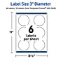 Avery Laser/Inkjet Circle Multipurpose Labels, 3" Dia., White, 60/Pack (S00-DKB)~#|#~63A8C4D4-6773-45DE-A4E03B65A72C986C_sc7